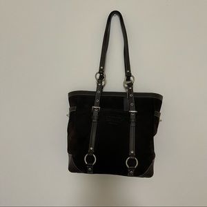 Coach Chocolate Brown Suede/Leather Tote Handbag.